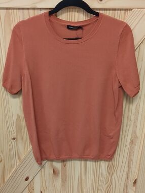 Orange Short Sleeve Sweater Knit Tee
